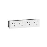 Quadruple power outlet Surface Mosaic Link inclined at 45° pre-wired 8 modules - white