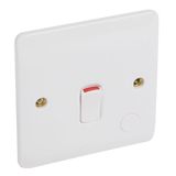 Synergy 20A Double Pole Control Switch with Cord Outlet and LED Power Indicator White