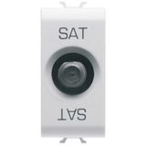 COAXIAL TV/SAT SOCKET-OUTLET, CLASS A SHIELDING - FEMALE F CONNECTOR - FEEDTHROUGH 10 dB - 1 MODULE - SATIN WHITE - CHORUSMART