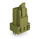 Socket for PCBs straight 3-pole light green