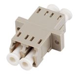 FO Coupler LC-Duplex, Plastic,Multimode, phbr, flange, grey