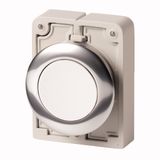 Pushbutton, RMQ-Titan, Flat, maintained, White, Blank, Metal bezel