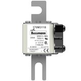 Fuse-link, high speed, 350 A, AC 690 V, compact size 1, 43 x 60 x 110 mm, aR, DIN, IEC, single indicator