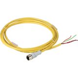 Connection cable, 4p, AC, coupling M12 flat, open end, L=2m