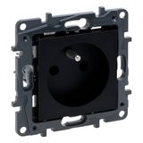 2P+E FRENCH SOCKET, AUTO TERMINALS, BLACK