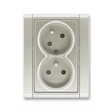5513F-C02357 32 Double socket outlet with earthing pins, shuttered, with turned upper cavity