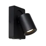 Lucide NIGEL - Wall spotlight - LED Dim. - GU10 - 1x5W 3000K - With USB charging point - Black