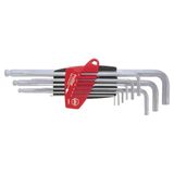 Ball end hex L-key set in ProStar. Chrome-plated, 9 pcs.