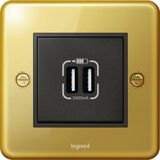 Synergy Authentic 1 Gang 2400mA Double USB Socket Type-A Gold