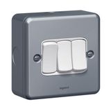 Synergy™ - Single pole switch - 3 gang - 2 way - 10 AX 250 V~ - metalclad