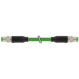 M8 male 0° / M8 male 0° A-cod. Shielded PUR 1x4xAWG26 shielded gn UL/CSA+drag ch. 0.15m