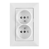 Pin compact socket outlet 2x2P+E, screw clamps, white
