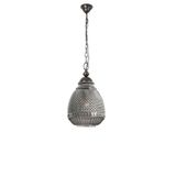 Gray Glass Dark Brown Base & Chain LED E27 1x12 Watt 230 Volt IP20 Bulb Excluded D: 27 H1: 45 H2: 120 cm