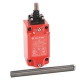 Allen-Bradley 440P-MSRS11N5 Safety Limit Switch, 30mm Metal, Spring Rod, 1 N.C., 1 N.O., Snap Acting, 5-Pin Mini QD