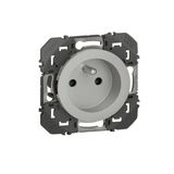 600437 2P+E socket with dooxie well 16A aluminum finish