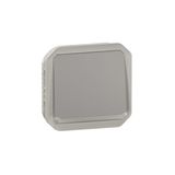 Plexo 10A waterproof illuminated pushbutton to be fitted with a gray finish case or support plate