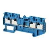 Multi conductor feed-through DIN rail terminal block with 4 push-in pl