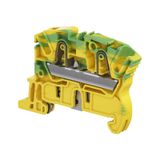 MODULAR TERMINAL BLOCKS, GROUND, PI-SPRING TERMINAL BLOCK, GREEN & YELLOW, PRODUCT SPACING .236 IN [6 MM], 2 POSITION, DIN RAIL