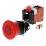 Emergency stop switch, illuminated, 40mm dia, push-lock/turn-reset, 1N