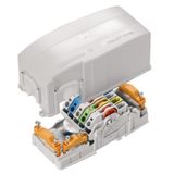 Energy distribution terminal strip with housing, IP30, in complete sta