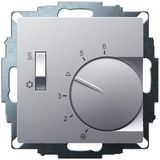 UP room controller, aluminum 55x55, 5-30C, AC 230V, 1changer, 10A/5A, heating/cooling switch