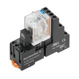 Relay module, 220 V DC, Green LED, Free-wheeling diode, 4 CO contact (