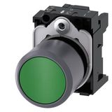 Pushbutton, compact, with extended stroke (12 mm), 22 mm, round, plastic with  3SU1230-0EB40-0AA0