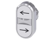 Twin pushbutton, 22 mm, round, metal, shiny, white: arrow pointing...3SU1050-3AB66-0AM0-Z X90