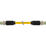 M12 male 0°/M12 male 0° D-cod. PUR 1x4xAWG22 shielded ye+drag-ch 5m