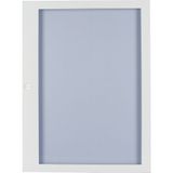 Flush mounted steel sheet door white, transparent, for 24MU per row, 3 rows