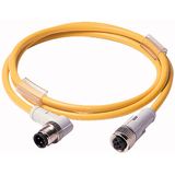 Connection cable, 4p, DC current, coupling M12 flat, plug, angled, L=1m
