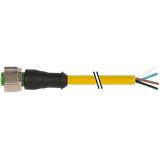 M12 female 0° B-cod. with cable PVC 4x0.34 ye UL/CSA 5m