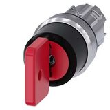 3SU1050-4FL11-0AA0-Z Y15 Key-operated switch O.M.R, 22 mm, round, metal, shiny, lock number 73037, red, with 2 keys, 3 switch positions I-O-II, latching, actuating angle 2x45°,