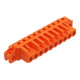 THT female header angled Pin spacing 5.08 mm orange