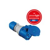 CEE coupling 230V/16A/3pole bluewith LED indicatorin polybag with label and manual