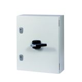 Switch-disconnector, DMV, 160 A, 4 pole, STOP function, with grey knob, in steel enclosure, 9 mm connection hole