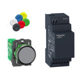 Harmony XB5, Wireless push button and non-configurable receiver, plastic, Ø22, with 1 black cap, 24 V DC