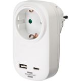 Socket Adapter with USB Charger Power Delivery 18W white