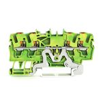 4-conductor ground terminal block with push-button 2.5 mm² green-yello