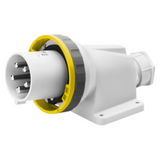 90° ANGLED SURFACE MOUNTING INLET - IP67 - 3P+N+E 63A 100-130V 50/60HZ - YELLOW - 4H - MANTLE TERMINAL