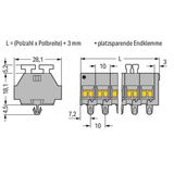 4-conductor terminal strip on both sides with push-buttons with snap-i