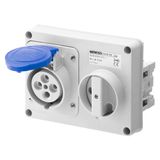 FIXED INTERLOCKED HORIZONTAL SOCKET-OUTLET - WITHOUT BOTTOM - WITHOUT FUSE-HOLDER BASE - 3P+E 32A 200-250V - 50/60HZ 9H - IP44