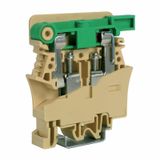 Screw terminal block 10mm2 fuse-holder, 1-level, beige color