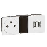 MOSAIC SOCKET F/B + 2 USB CHARGER A+A 2.4A 12 W 2X2MOD WHITE