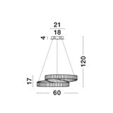 Triac Dimmable Gold Metal & Crystal   LED 50W 230 Volt   4070Lm 3500K  IP20 Class I   D: 60 H: 120 cm Adjustable  Height