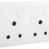 Eloe - 2 gang British Standard 15a single pole switched socket - White