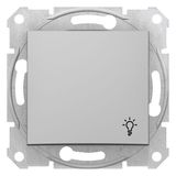 Sedna - 1pole pushbutton - 10A light symbol, without frame aluminium