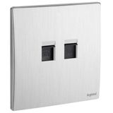 RJ11 and RJ45 category 6 UTP socket outlets brushed aluminium