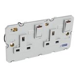 Arteor 2 Gang 13A Single Pole Switched Socket Outlet with LED Soft Alu