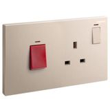 Galion - 2 gangs cooker unit control - 45A Double Pole switch with British Standard 13A switched socket outlet - Rose Gold